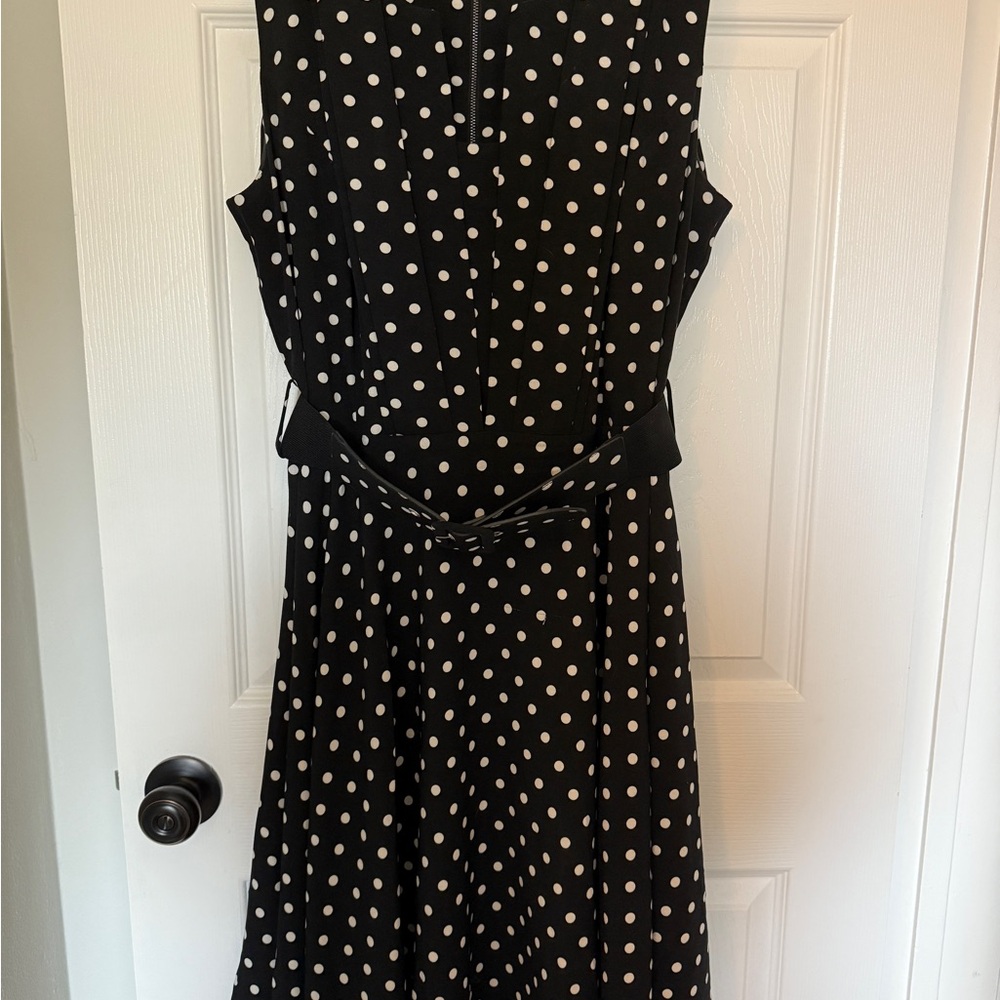 City Chic Black and White A-Line Midi Dress